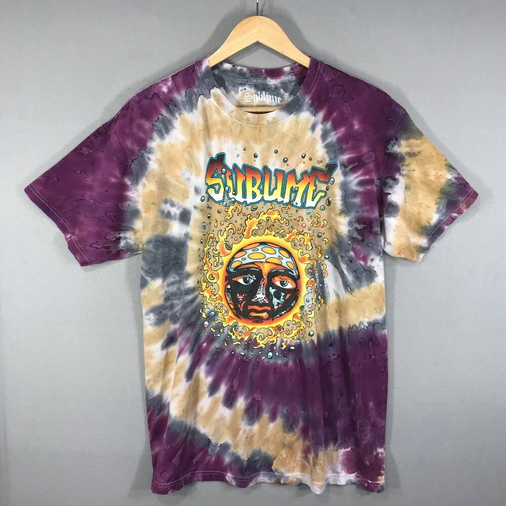 Sublime Shirt Men's Large Purple Tie Dye Graphic Band Tee Reggae Rock Ska Punk